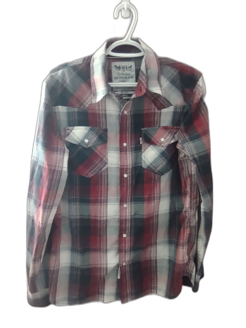 Levi Strauss Men’s Small Long Sleeve Plaid Button Up Pearl Snap Western Shirt
